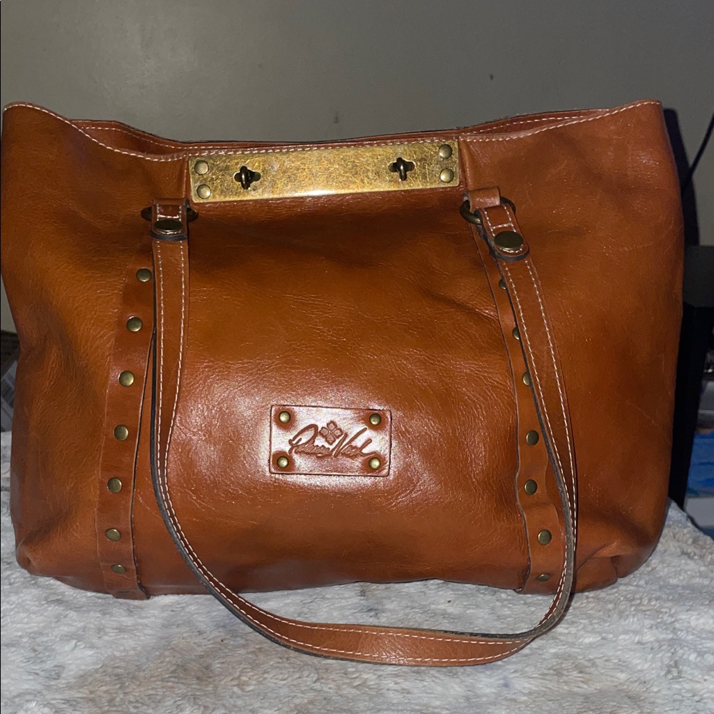 Patricia Nash Benvenuto Tote Heritage Collection Brown Italian Leather 14”W 11”H